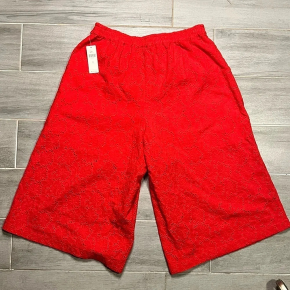 Elevenses Anthropologie Rouge Eyelet Wide-Leg Crop culottes, Women’s Size Small - Picture 2 of 12